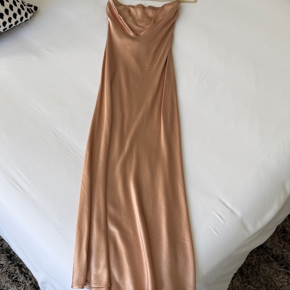 Bec & Bridge Moondance Strapless Midi Dress Rose Gold - Picture 7 of 9